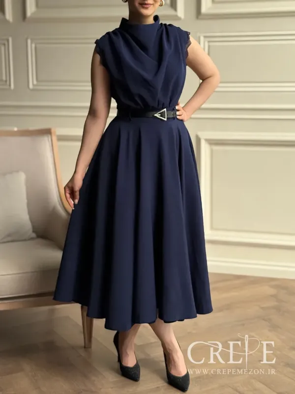 پیراهن کوتاه آستین حلقه حاشیه گیپور