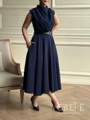 پیراهن کوتاه آستین حلقه حاشیه گیپور