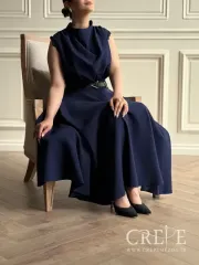 پیراهن کوتاه آستین حلقه حاشیه گیپور