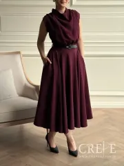 پیراهن کوتاه آستین حلقه حاشیه گیپور