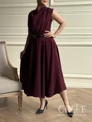 پیراهن کوتاه آستین حلقه حاشیه گیپور