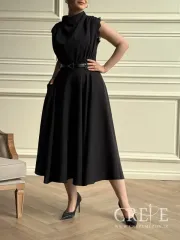 پیراهن کوتاه آستین حلقه حاشیه گیپور