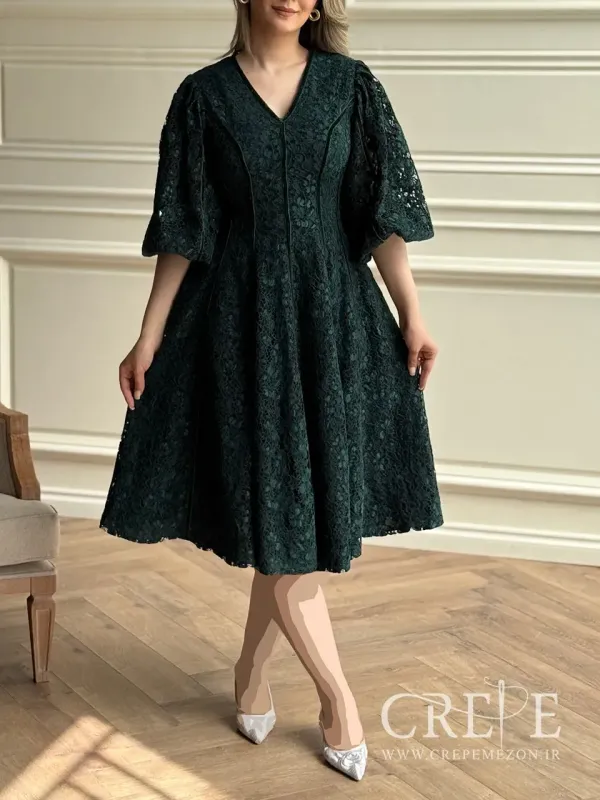 پیراهن گیپور نوار مخمل