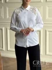 شومیز ساتن سرشانه گیپور