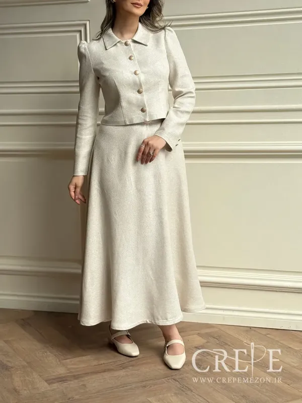 کت و دامن لینن حصیری