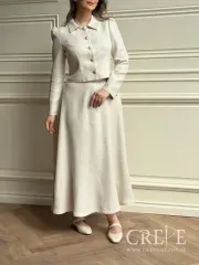 کت و دامن لینن حصیری