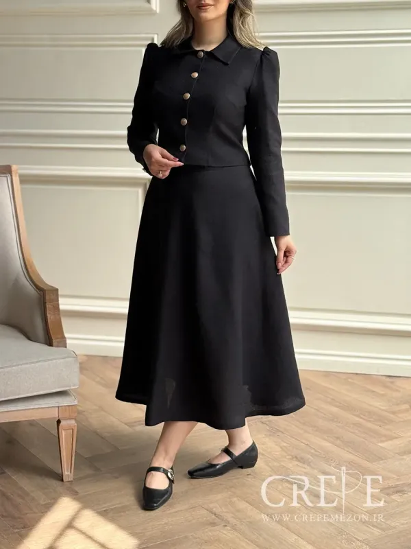 کت و دامن لینن حصیری