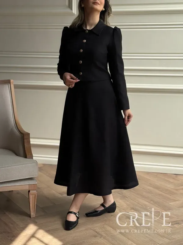 کت و دامن لینن حصیری