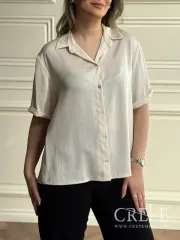 شومیز ساتن آستین کوتاه راه راه 