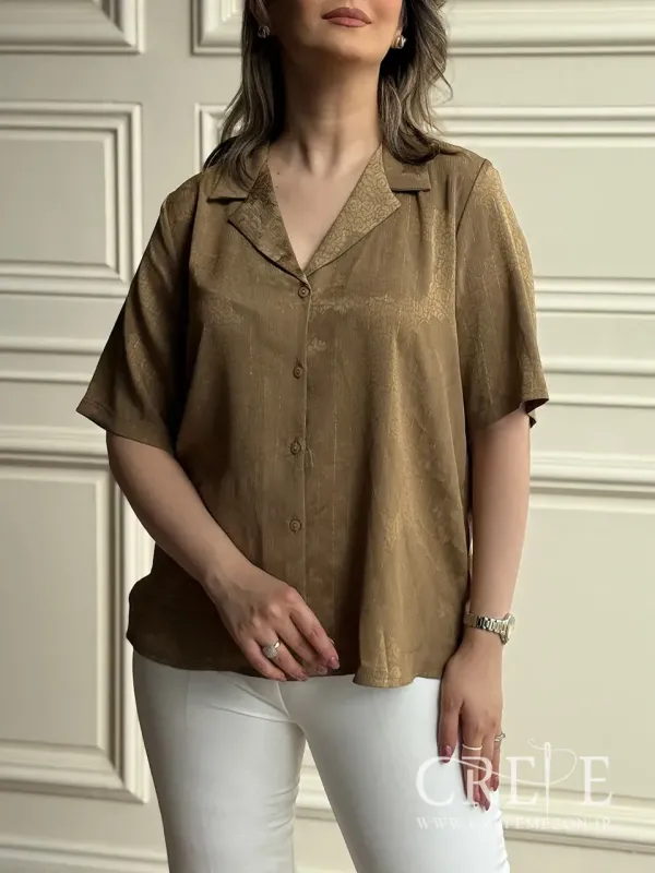 شومیزحریر لمه آستین کوتاه طرحدار