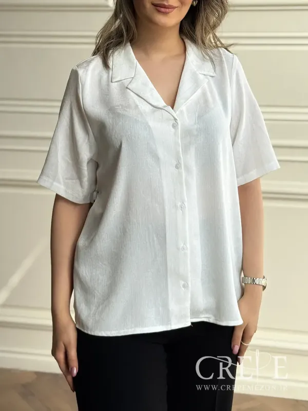 شومیزحریر لمه آستین کوتاه طرحدار