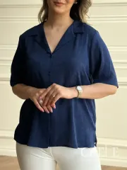 شومیزحریر لمه آستین کوتاه طرحدار