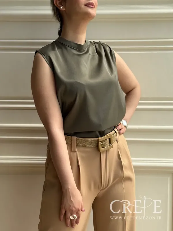 تاپ ساتن سرشانه 3دکمه