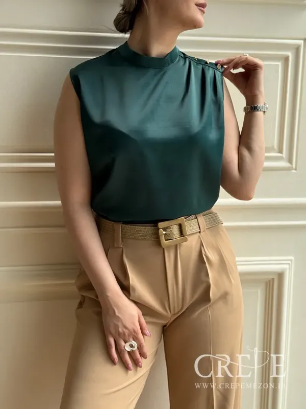 تاپ ساتن سرشانه 3دکمه