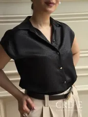 تاپ یقه مردانه ساتن طرحدار