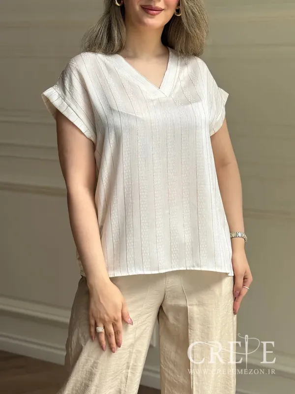 تاپ یقه هفت زری دار