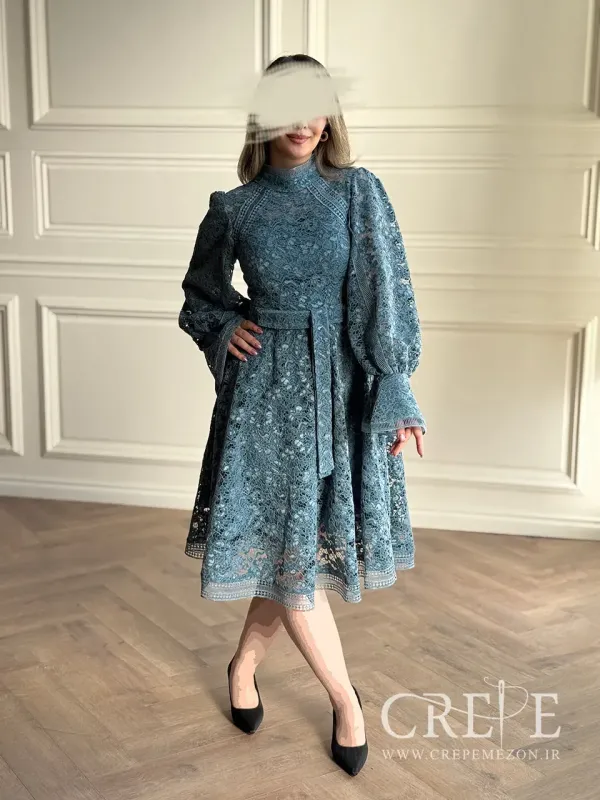 پیراهن آستین کلوش گیپور مخمل