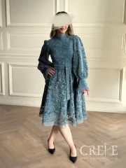 پیراهن آستین کلوش گیپور مخمل