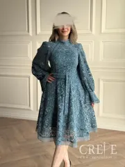 پیراهن آستین کلوش گیپور مخمل