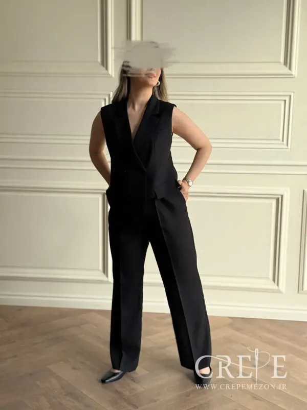 جلیقه شلوار دو دکمه جیب نما