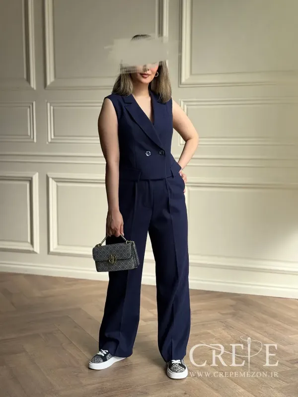 جلیقه شلوار دو دکمه جیب نما