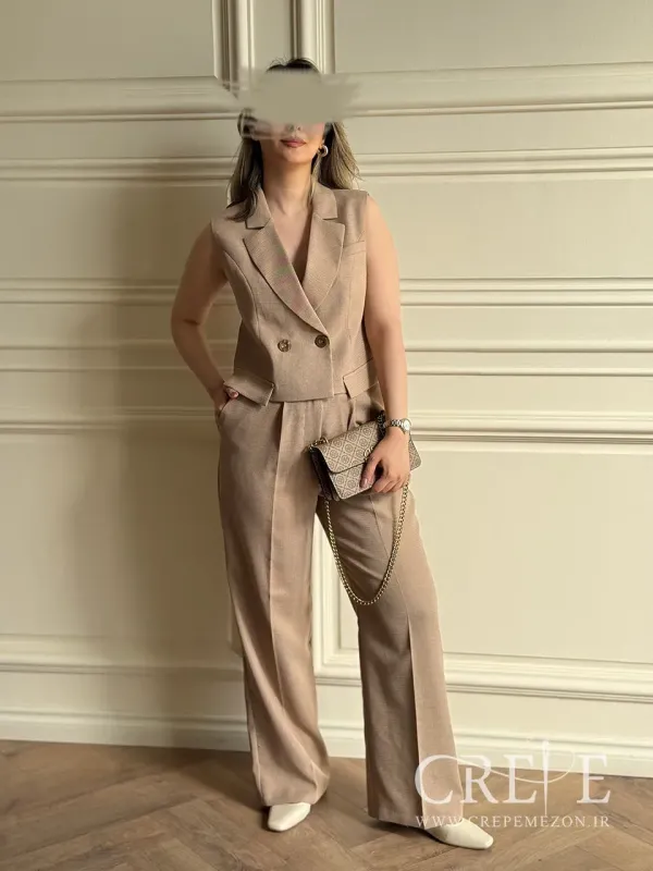 جلیقه شلوار دو دکمه جیب نما