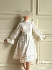 پیراهن آستین کلوش گیپور مخمل