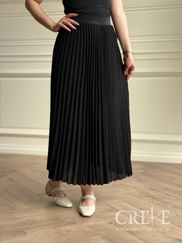 دامن پلیسه کرپ حریر قد 96