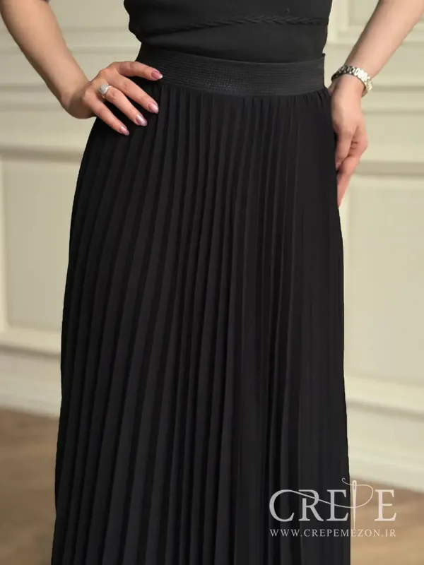 دامن پلیسه کرپ حریر قد 96