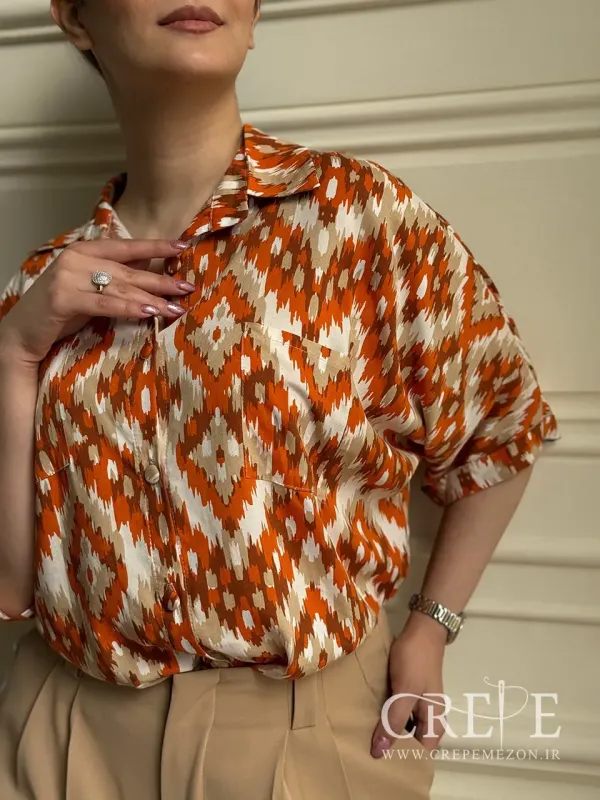 شومیز نخی دو جیب طرحدار