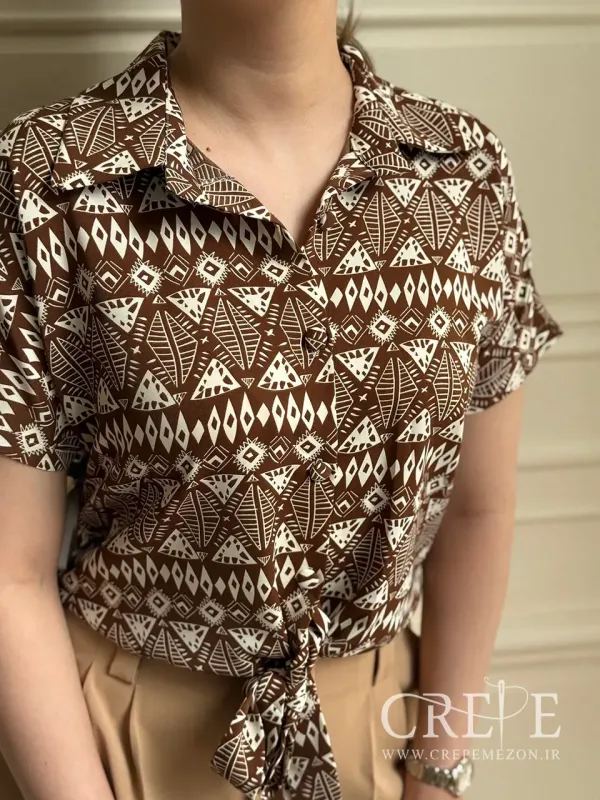 شومیز نخی دو جیب طرحدار