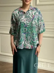 شومیز نخی دو جیب طرحدار