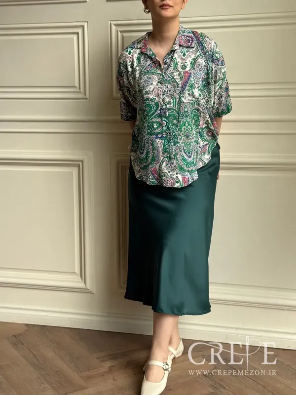 شومیز نخی دو جیب طرحدار