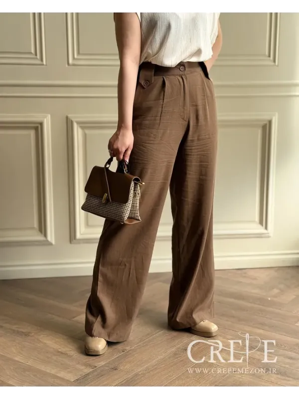 شلوار لینن بغل دکمه قد 112