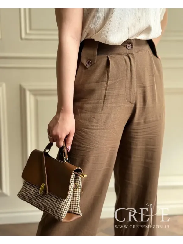 شلوار لینن بغل دکمه قد 112