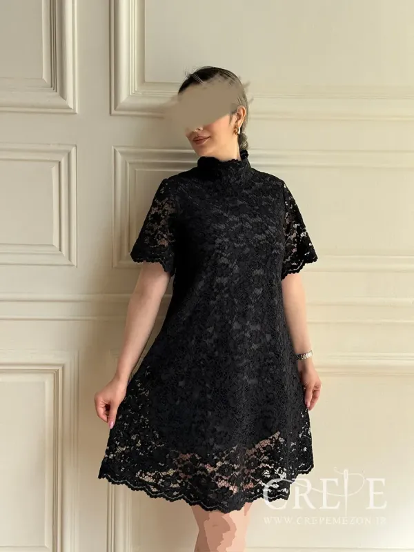 پیراهن آستین کوتاه گیپور مخمل