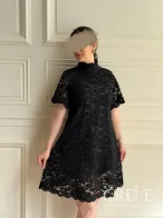 پیراهن آستین کوتاه گیپور مخمل