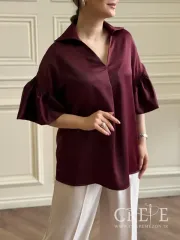 شومیز ساتن آستین کلوش