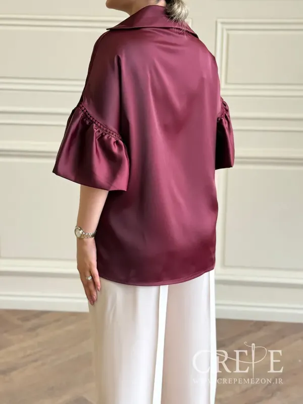 شومیز ساتن آستین کلوش