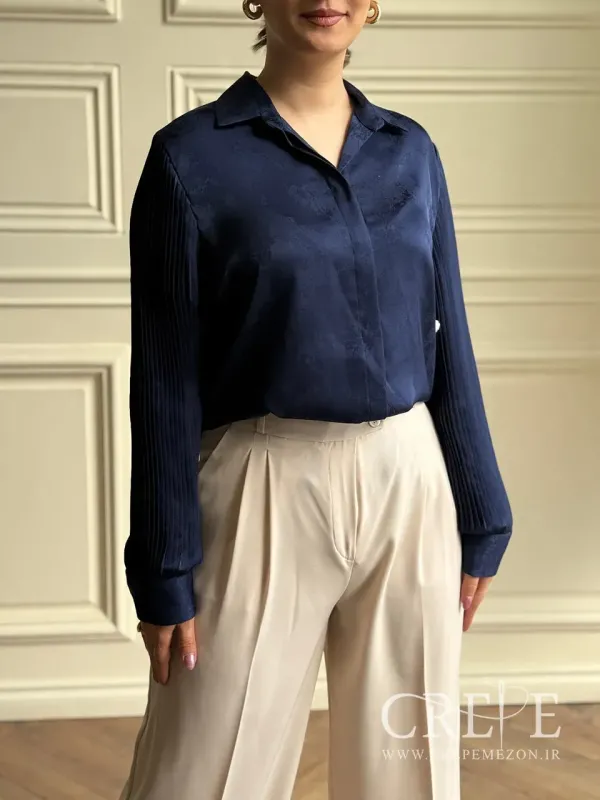 شومیز طرحدار آستین پلیسه