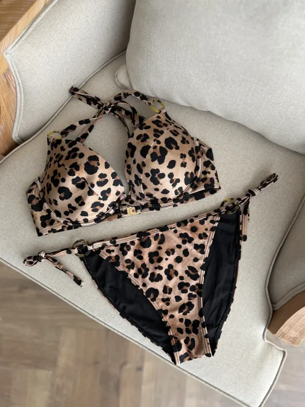 بیکینی کاپ دار طرح پلنگی 