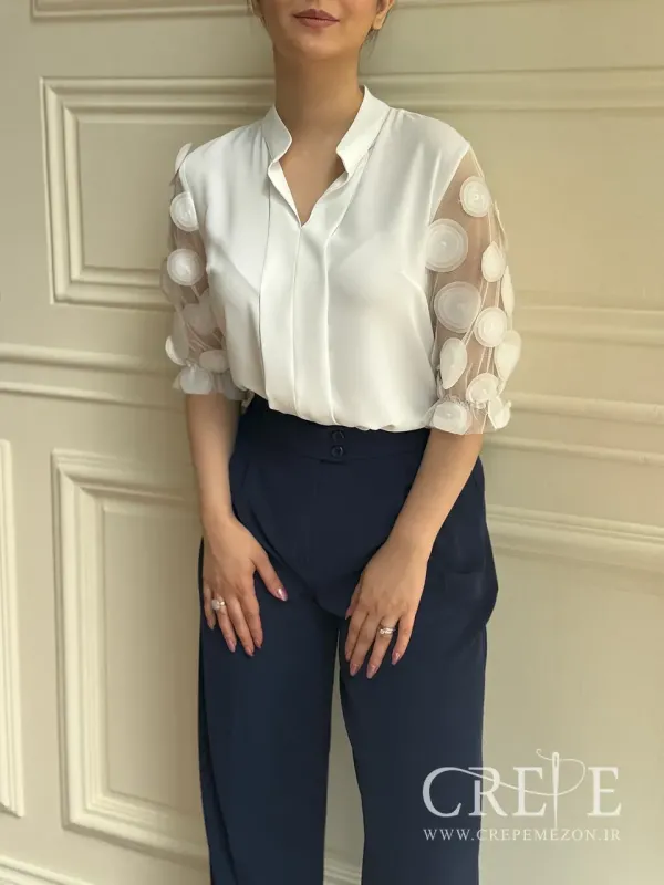 شومیز آستین توری توپی