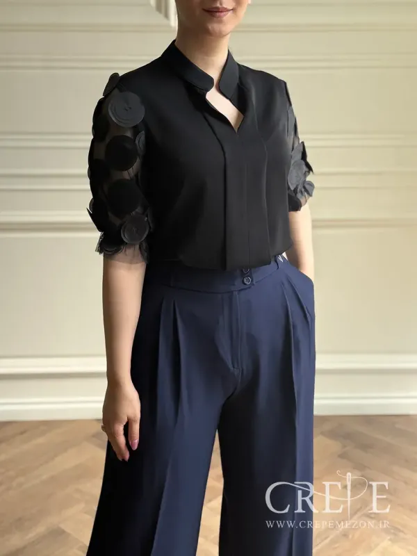 شومیز آستین توری توپی