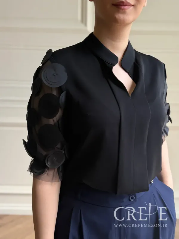 شومیز آستین توری توپی