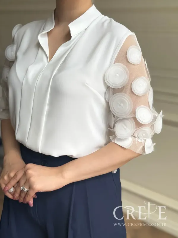 شومیز آستین توری توپی