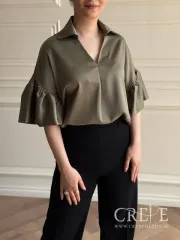 شومیز ساتن آستین کلوش