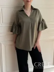 شومیز ساتن آستین کلوش