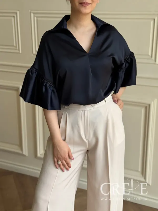 شومیز ساتن آستین کلوش