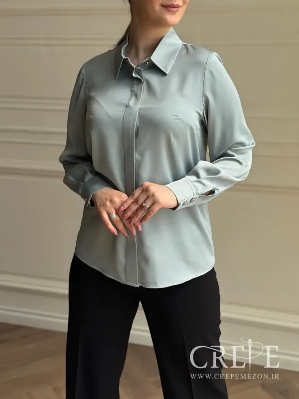 شومیز یقه مردانه ساتن