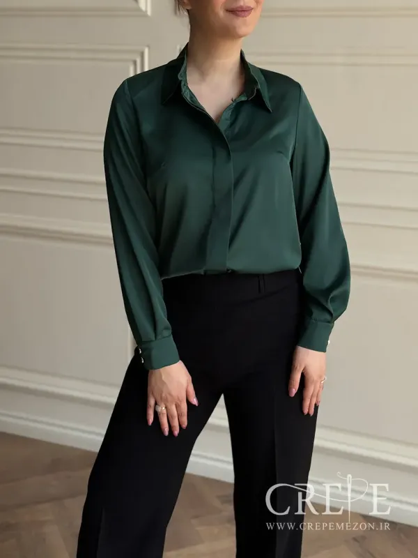 شومیز یقه مردانه ساتن